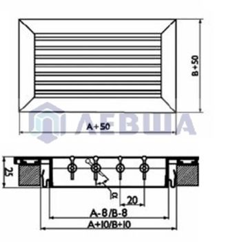 Решетка однорядная алюминиевая RAG 300х150