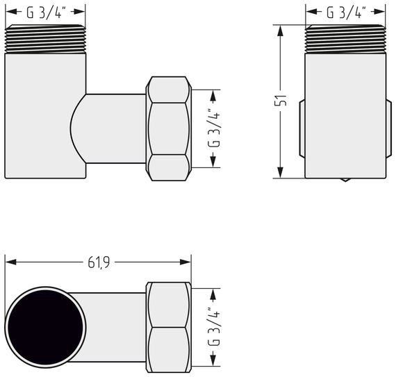 Уголок переходной Стилье (G 3/4" НР х G 3/4" НГ)