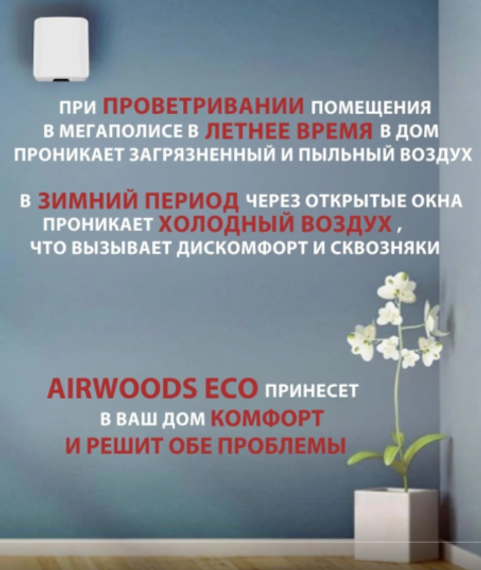 Приточно-вытяжная установка с рекуперацией тепла Airwoods ECO AV-TTW5-W