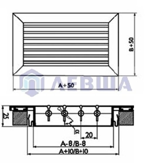 Решетка с горизонтальными жалюзи Diaflex RAG 200х150