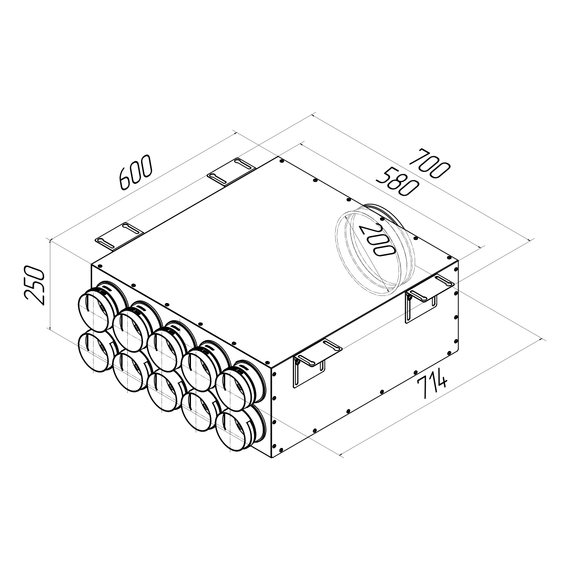 Provent KV 200/90×10 коллектор металлический на 10 выходов