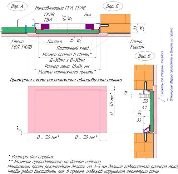 Люк под плитку Базис 200х300 мм
