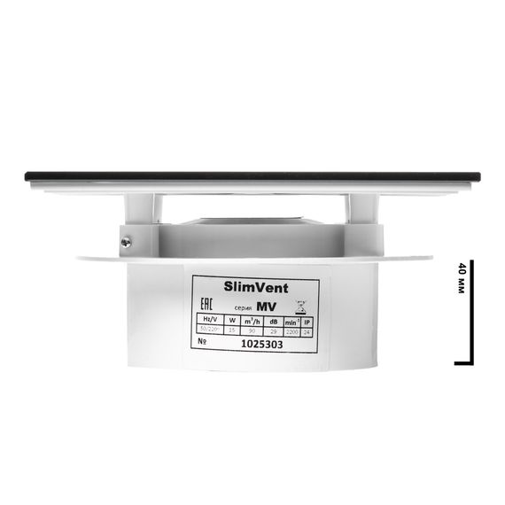 Вытяжной тонкий вентилятор SlimVent МV 100, стекло квадрат темно-серый матовый