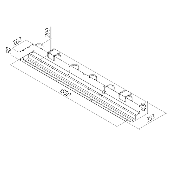 Provent VPNDG 1500х25/75х6 щелевой диффузор для гипсокартона с КСД на 6 выходов