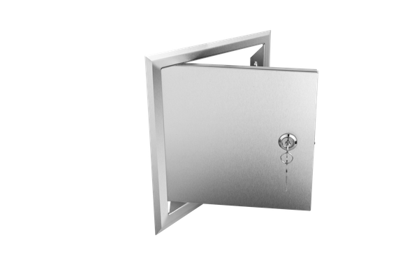 Люк из нержавеющей стали с замком ЛНЗ 300х300 матовый