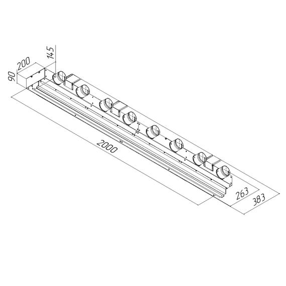 Provent VPNDG 2000х25/75х8 щелевой диффузор для гипсокартона с КСД на 8 выходов