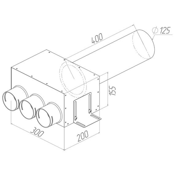 Provent VPDL 125/75×3 адаптер (пленум) прямой круглый на 3 выхода (L=400)
