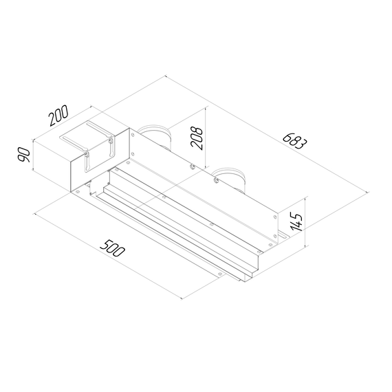 Provent VPNDG/F 500х25/75×2 щелевой диффузор для гипсокартона с КСД на 2 прямых выхода