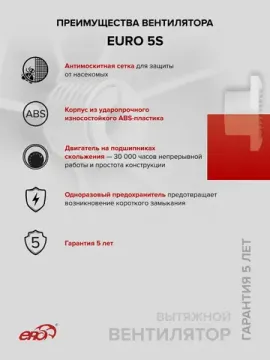 Вентилятор накладной EURO D125 сетка ERA