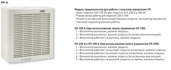 Реверсивный оконный вентилятор Soler & Palau HV 230 A с автоматическими жалюзи