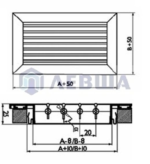 Решетка однорядная алюминиевая RAG 600х100