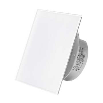 Вытяжной тонкий вентилятор SlimVent МV 100, стекло квадрат белый глянец