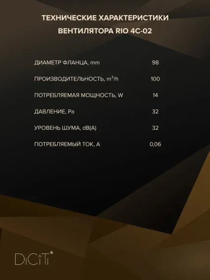 Вентилятор накладной RIO D100 обр.клапан тяг.выкл. DICITI