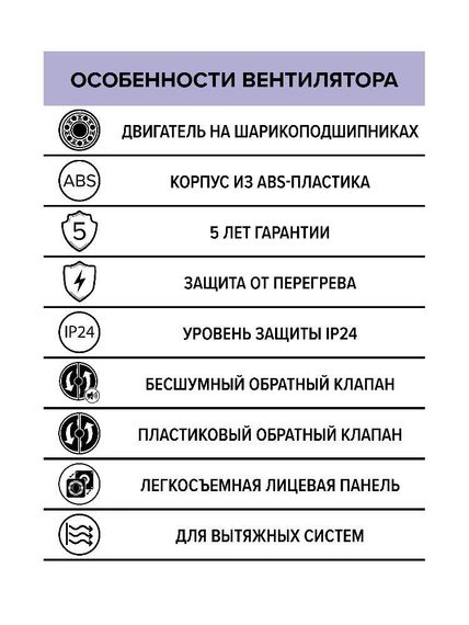 Вентилятор накладной RIO D100 обратный клапан MRH DICITI