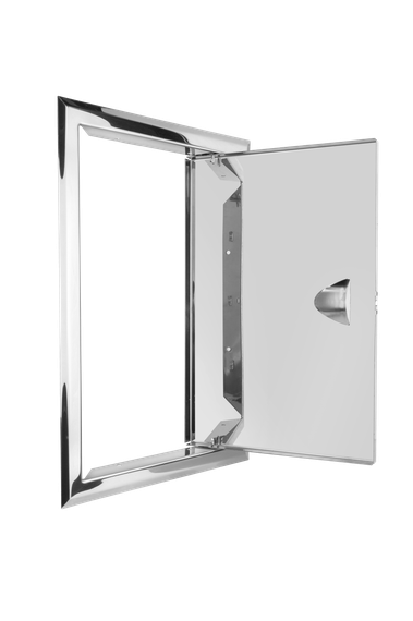 Люк из нержавеющей стали с ручкой ЛНР 200х400 зеркальный