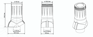 Вентиляционный выход изолированный Ø 110/160 мм серый графит RAL 7024, серия Static