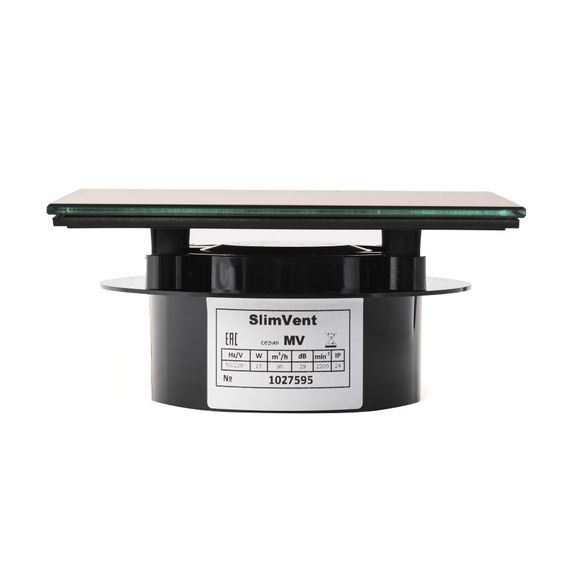 Вытяжной тонкий вентилятор SlimVent МV 100, пластик квадрат черный матовый