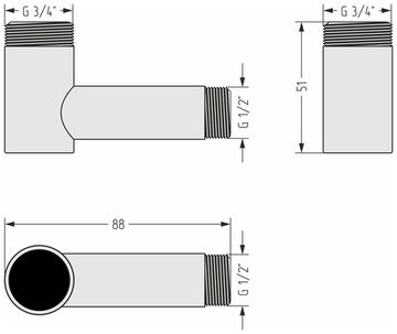 Уголок переходной Стилье (G 3/4" НР х G 1/2" НР)