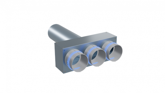 Flexag PWP-125/90x3 пленум вентиляционный прямой, D125, на 3 выxода, L=300 мм