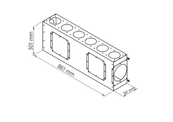 Воздухораспределительный коллектор однорядный продольный AirDS, H=160 мм, 75*14. Стандарт (серый)