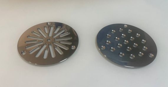 Решетка напольная круглая d 100мм из нержавеющей стали, отверстия