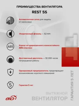 Вентилятор накладной REST D125 сетка ERA