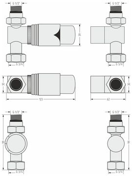 Терморегулятор автоматический прямой G 1/2" НР х G 3/4" НГ / набор (Тёмный титан муар)