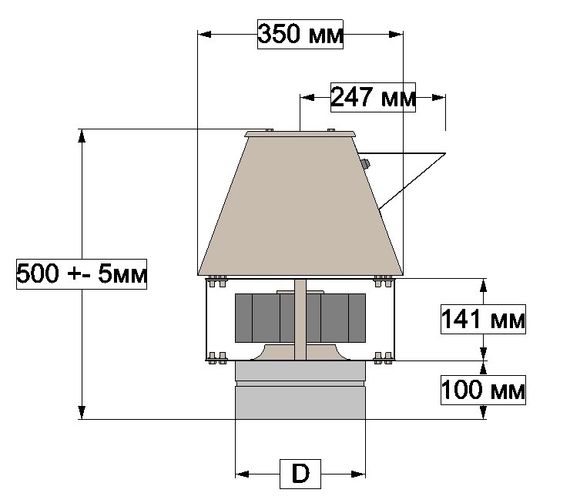 Крышный жаростойкий вентилятор ВКР 250 черный (RAL 9005, d250мм, +120 °C)