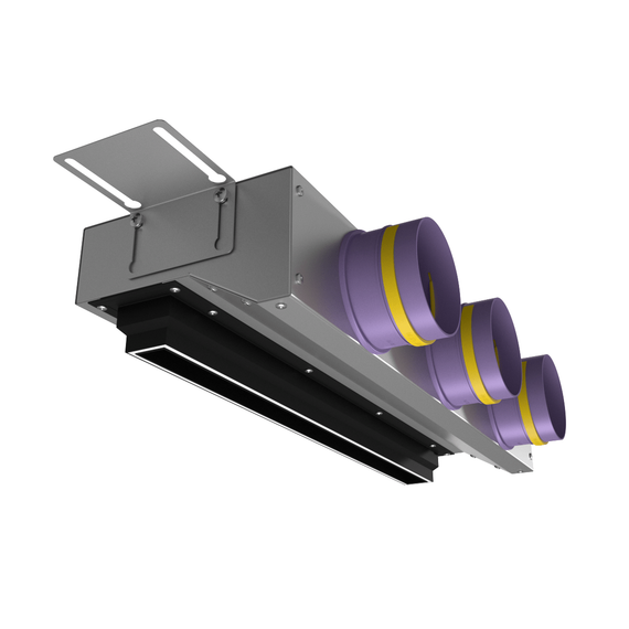 Provent VPNDU 500х25/75×3 компактный щелевой диффузор для натяжного потолка с КСД на 3 выхода