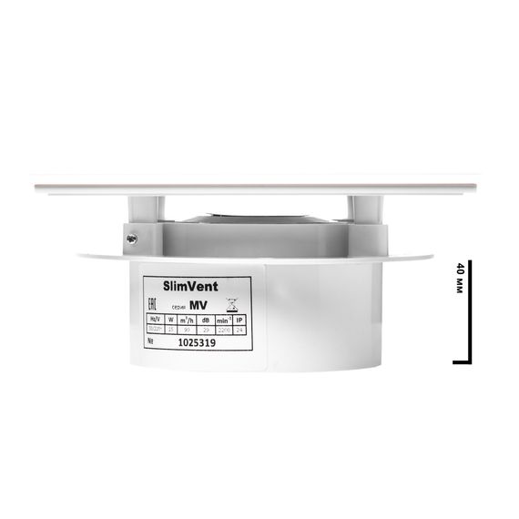Вытяжной тонкий вентилятор SlimVent МV 100, стекло квадрат бежевый глянец