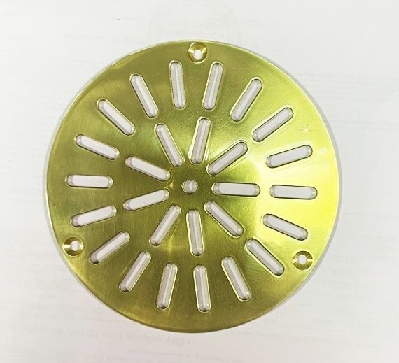 Решётка напольная круглая 125мм из латуни, снежинка