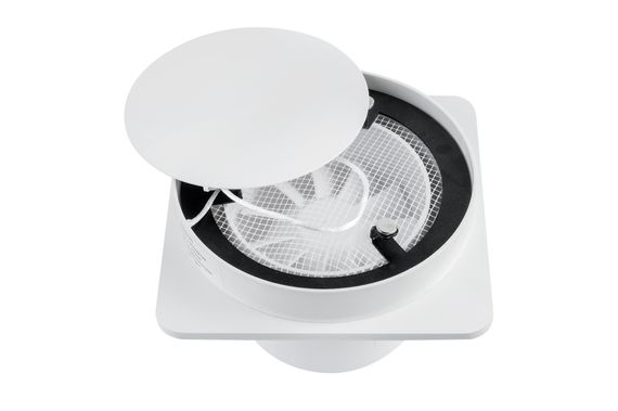 Решетка скрытого монтажа для натяжного потолка SECRET d125мм с вентилятором на шарикоподшипнике с выходом на трубу d100мм