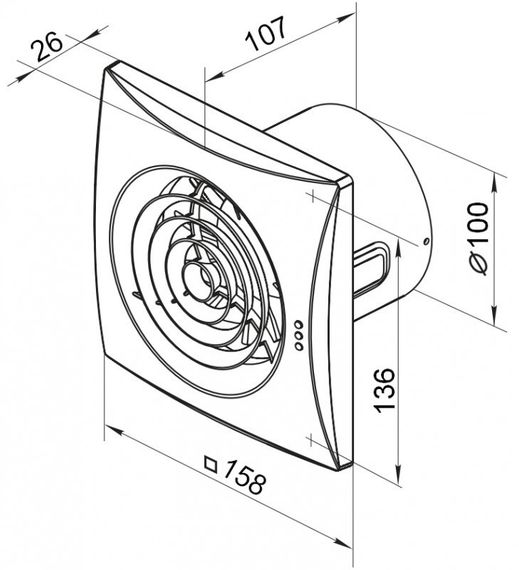 Накладной вентилятор VENTS 125 QUIET TH (датчик влажности, таймер)