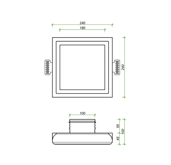 Диффузор под покраску скрытого монтажа SECRET SOFT FRAME 100/90 с приточно-вытяжным вентилятором
