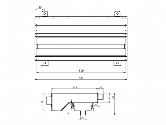Flexag SHN-1-500-25-W щелевой диффузор с низкопрофильной КСД под гипсокартон, белый