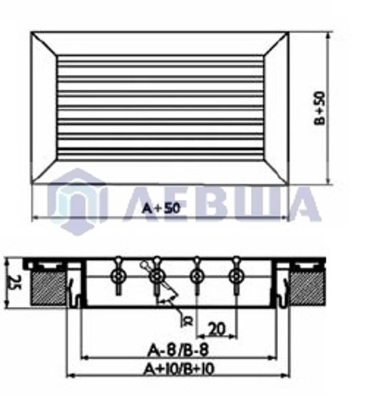 Решетка однорядная алюминиевая RAG 300х150