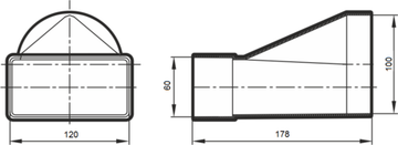 Переходник СПКП D100 эксцентриковый 60х120 пластик ERA