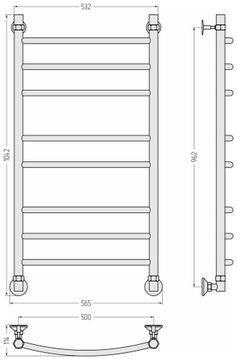 Полотенцесушитель водяной Стилье Аксиома-20 1000х500