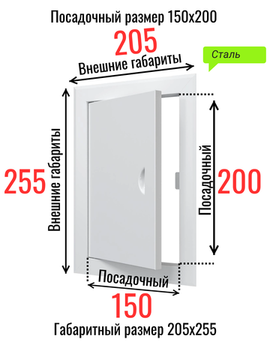 Люк металлический с магнитом 150х200