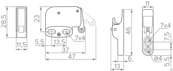 Нажимная защелка для люков Mini Latch GTV
