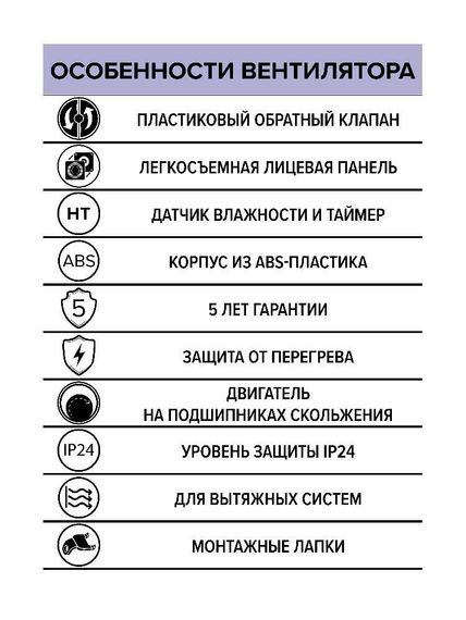 Вентилятор накладной WAVE D100 обратный клапан HT ERA