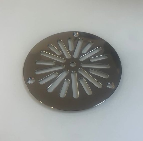 Решетка напольная круглая d 100 из нержавеющей стали, снежинка