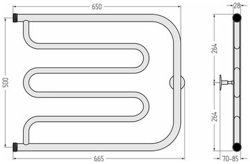 Полотенцесушитель водяной Стилье Тандем 500х650 резьба-сгон 1"