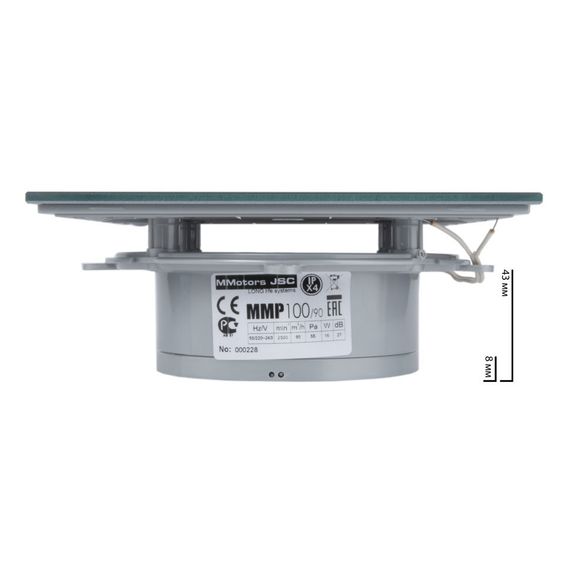 Вентилятор накладной сверхтонкий MMotors JSC MMP-06 100/90 куб/ч Стекло/Круг Светло серый