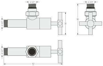 Вентиль угловой (крест) G 1/2" НР х G 1/2" НР (Золотой шёлк)