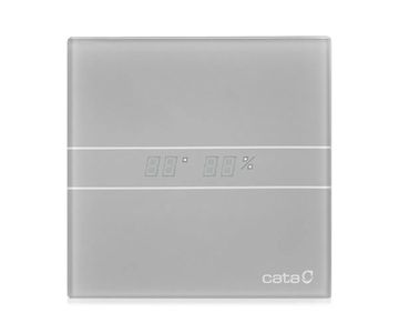 Накладной вентилятор Cata E 100 GSTH Silver (Таймер, датчик влажности, термометр, дисплей) + обратный клапан