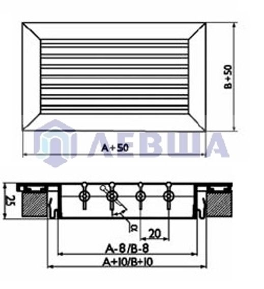 Решетка однорядная алюминиевая RAG 1000х150