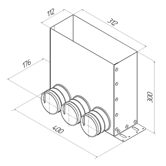 Provent VPF 300×100/75×3 адаптер (пленум) напольный на 3 выхода