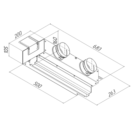 Provent VPNDG 500х25/90×2 щелевой диффузор для гипсокартона с КСД на 2 выхода