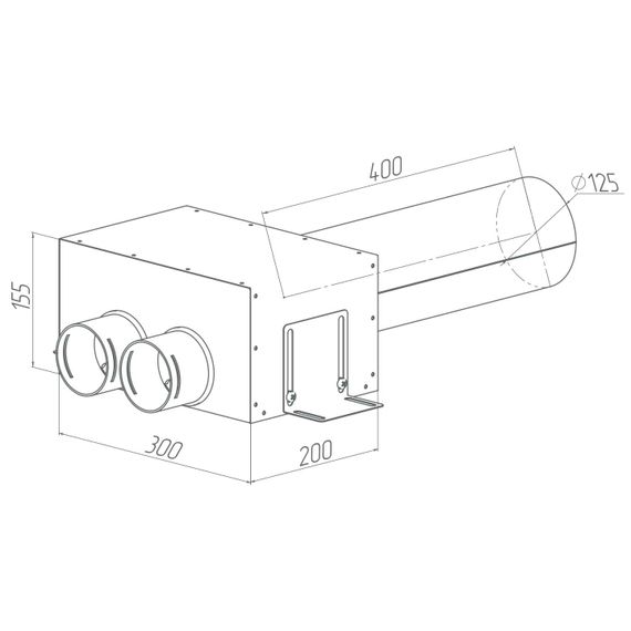Provent VPDL 125/75×2 адаптер (пленум) прямой круглый на 2 выхода (L=400)